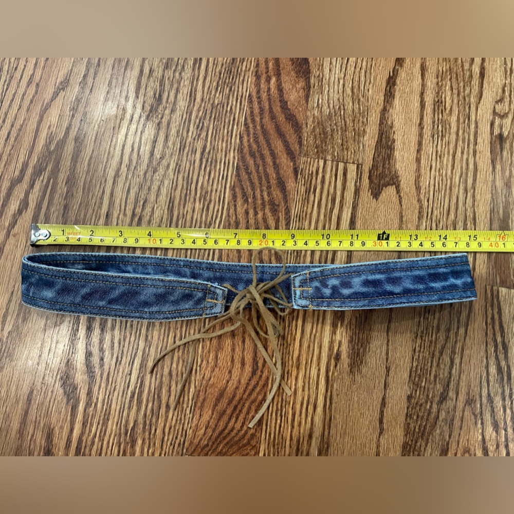 Y2K inspired jean and leather belt. Meant for a child or a smaller adult